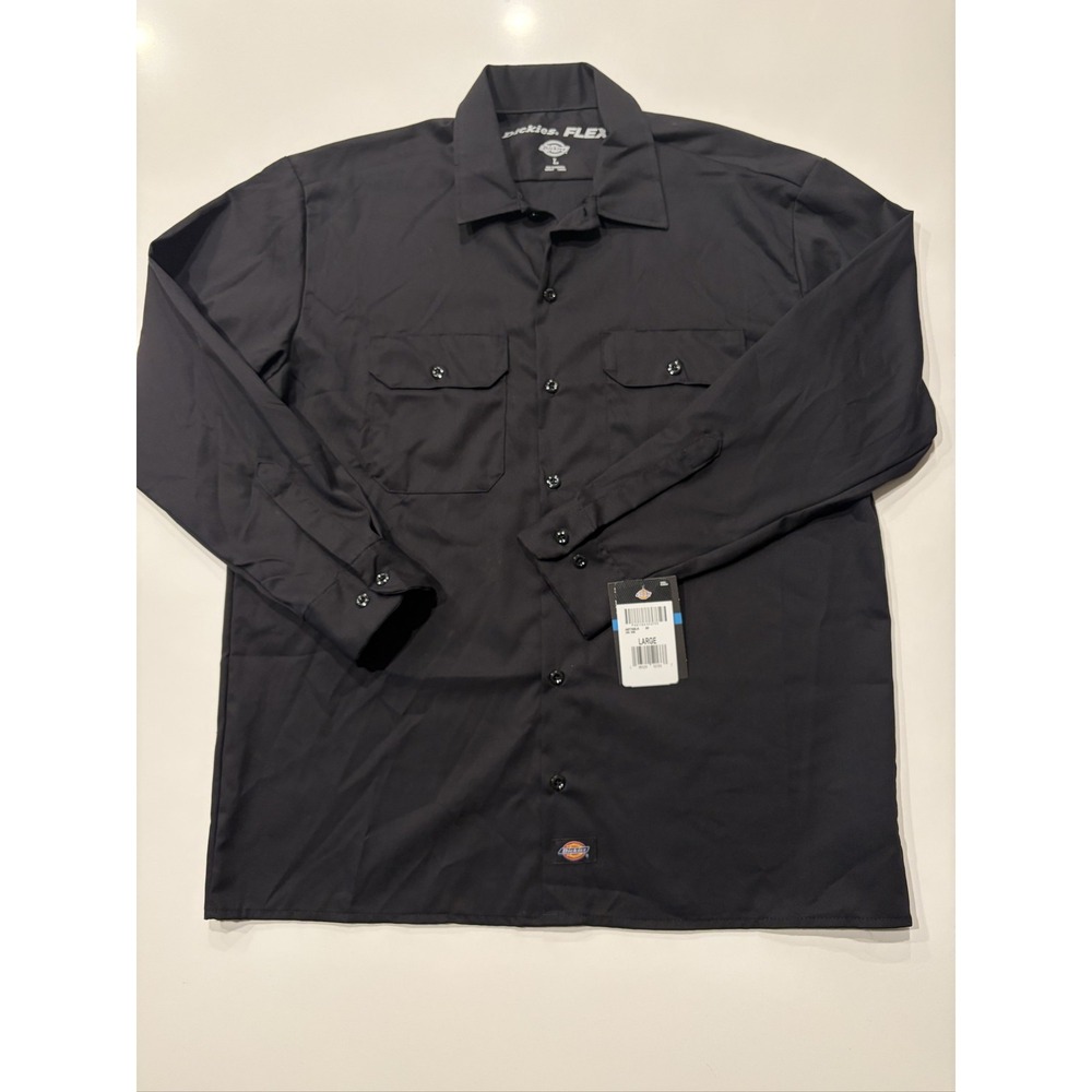 Dickies FLEX Relaxed Fit Long Sleeve Work Shirt Men's L Black A877SBLK